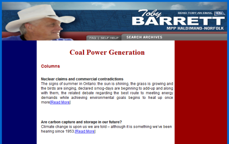 Tim Hudak's Pro-Coal Website